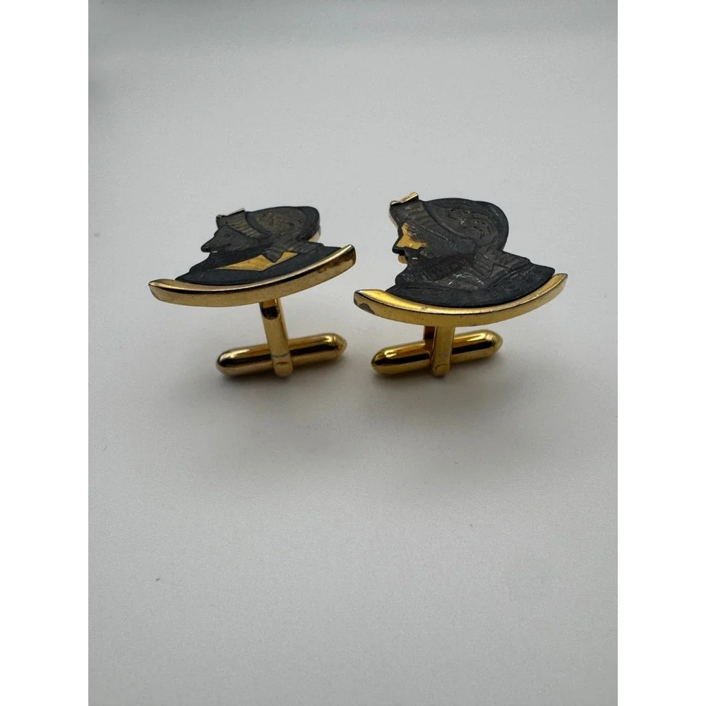 Vintage Damascene Cufflinks Roman Soldier Knight